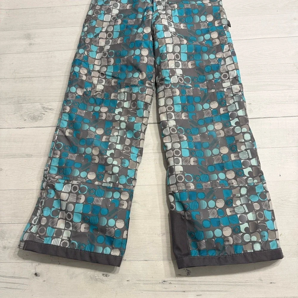 Kamik girls blue and grey‎ patterned snow pants snow bibs size 8